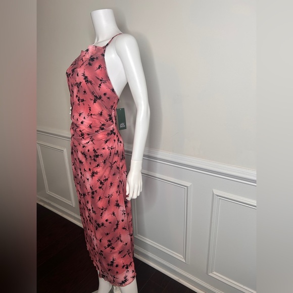 Women’s Flocked Mesh Midi Slip Dress Wild Fable Pink/Black, M - Picture 5 of 13